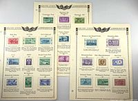 Two Minkus album pages with mounted U.S. commemorative stamps