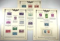 Three Minkus album pages with mounted stamps