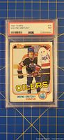 Front of PSA-slabbed 1981 Topps Wayne Gretzky #16 card