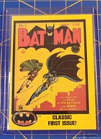 Front of card displaying Batman No.1 comic cover art