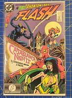 Front cover of The Flash comic in protective bag and board