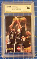 Front view of encapsulated 1996 Edge Bryant/English Time Warp card showing MintGrading GEM MT 10 label