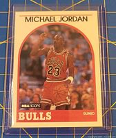 Front of Michael Jordan NBA Hoops 1989 card in sleeve