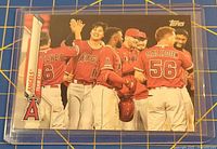Front of 2020 Topps Angels team card in sleeve