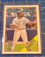 Front of Vladimir Guerrero Jr. Topps 35th Anniversary baseball card in sleeve