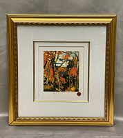 Framed print showing full frame, mat and artwork