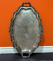 Front view vertical orientation showing full tray and ornate rim