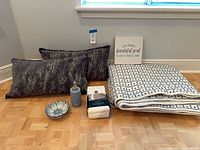 Group shot showing all items together on floor