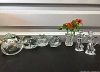 Group shot of all seven crystal glass items