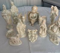 Full group view of all porcelain nativity figurines