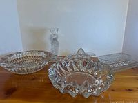 Group shot of all five cut glass pieces