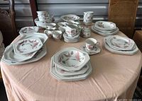 Entire dinnerware set displayed on table