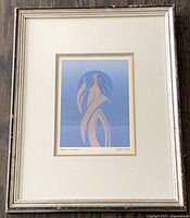 Full view of framed lithograph with mat showing entire artwork