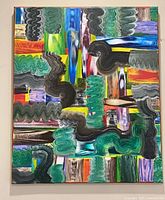 Front view of abstract acrylic painting showing full artwork