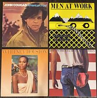 Four album covers laid out together showing titles and artwork