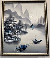 Full view of framed oil painting