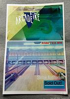 Front of Arcade Fire Shrine Auditorium 2010 concert poster showing design, dates and Sold Out notice
