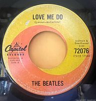 Side A label showing "Love Me Do", Capitol logo, catalog 72076