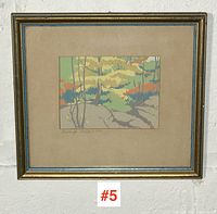 Full view of framed watercolour "Burleigh Falls" by Gertrude Cox