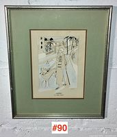 Full view of framed Roger Chastel print with mat and frame