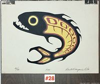 Full view of print showing fish image, signature, edition marking