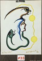 Full view of signed Indigenous print on clip board