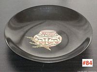 Top view showing entire Couroc bowl and inlaid design
