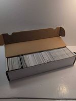 Closed white 800-count card box filled with cards