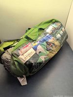 Full view of packed Coleman tent bag