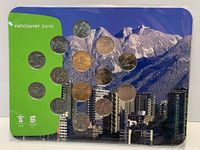 Front view of sealed 14-coin Vancouver 2010 circulation set in display card