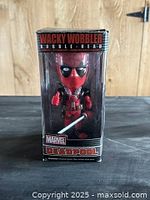 Front view of boxed Deadpool Wacky Wobbler bobble head