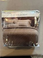 Front of sealed Fieldcrest king duvet cover set packaging