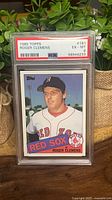 Front of PSA-slabbed 1985 Topps Roger Clemens rookie card