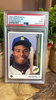 Front of PSA-graded 1989 Upper Deck Ken Griffey Jr. rookie card in slab