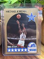 Front of 1990 NBA Hoops Michael Jordan All-Star card in sleeve