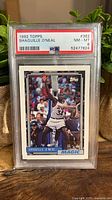 Front of PSA-slabbed 1992 Topps Shaquille O'Neal rookie card
