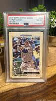 Front of PSA-slabbed 2017 Topps Gypsy Queen Aaron Judge card showing grade PSA 8