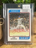 Front of Topps Heritage José Berríos autograph card in protective holder