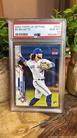 Front of PSA-slabbed 2020 Topps UK Edition Bo Bichette card