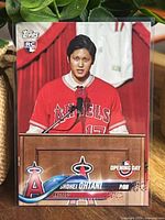 Front of Shohei Ohtani rookie card in sleeve