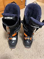 Front view of both Dalbello Panterra 90 boots showing cuffs, liners and buckles