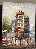 Full view of signed oil painting on canvas