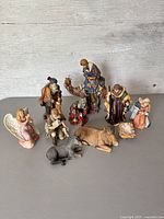 Group shot of all nine Kirkland nativity figures