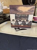 Overall lot showing metal tray and decorative cat box