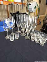 Group shot of all 16 glasses on table