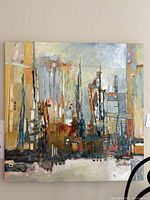 Front view of the 40x40 abstract oil painting on canvas