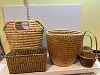 Group shot of all five woven baskets