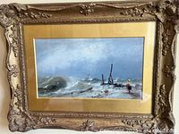 Frontal view of painting and ornate gilt frame