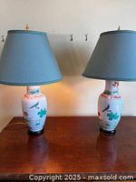 Both lamps with shades on tabletop