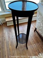 Full view of mahogany two-tier plant stand